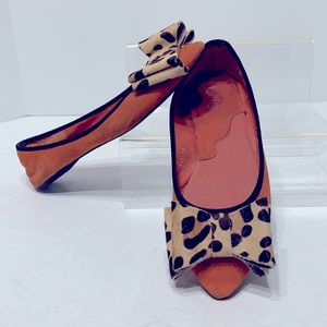 Orange flats leopard bow EU36